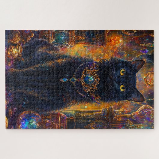 Mystical Black Cat Puzzle (Horizontal)