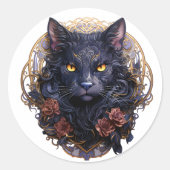 Mystical Black Cat Runder Aufkleber (Vorderseite)