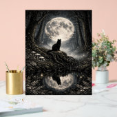 Mystical Black Cat Under Full Moon Forest  Acrylschild (Hochzeit)