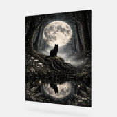 Mystical Black Cat Under Full Moon Forest  Acrylschild (Winkel)