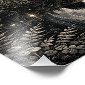 Mystical Black Cat Under Full Moon Forest Poster (Ecke)