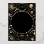 Mystical Black Gold Celestial Galaxy Wedding Folieneinladung (Vorderseite)