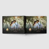 Mystical Black Gold Celestial Galaxy Wedding Gästebuch (Voll)