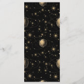 Mystical Black Gold Celestial Galaxy Wedding Menükarte (Rückseite)