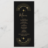 Mystical Black Gold Celestial Galaxy Wedding Menükarte (Vorderseite)