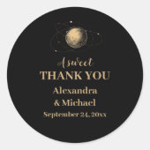 Mystical Black Gold Celestial Galaxy Wedding Runder Aufkleber (Vorderseite)