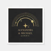 Mystical Black Gold Celestial Galaxy Wedding Serviette (Vorderseite)