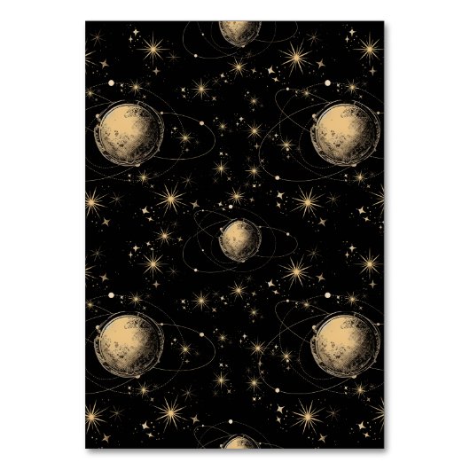Mystical Black Gold Celestial Galaxy Wedding Tischnummer (Rückseite)