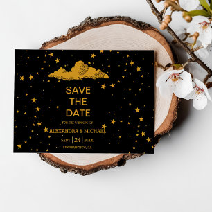 Mystical Black Gold Celestial Stars Hochzeit  Save The Date