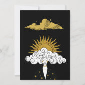 Mystical Black Gold Celestial Sun Wedding Save The Date (Rückseite)