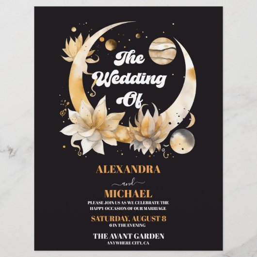 Mystical Black Gold Celestial Wedding Flyer (Vorne)