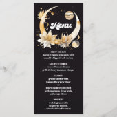 Mystical Black Gold Celestial Wedding Menükarte (Vorderseite)