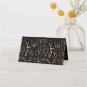 Mystical Black Gold Celestial Wedding Platzkarte (Rückseite)