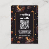 Mystical Black Gold Celestial Wedding qr Code Begleitkarte (Vorderseite)