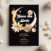 Mystical Black Gold Celestial Wedding Save The Date