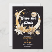 Mystical Black Gold Celestial Wedding Save The Date (Vorderseite)