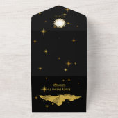 Mystical Black Gold Celestis Stars Wedding All In One Einladung (Außenbereich)