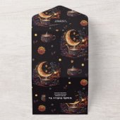 Mystical Black Gold Celestis Stars Wedding All In One Einladung (Außenbereich)