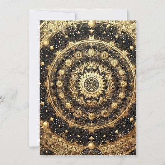 Mystical Black Gold Celestis Stars Wedding Einladung (Rückseite)