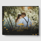 Mystical Black Gold Celestis Stars Wedding Gästebuch (Rückseite)