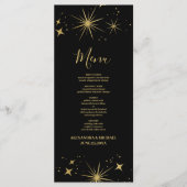 Mystical Black Gold Celestis Stars Wedding Menükarte (Vorderseite)
