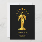 Mystical Black Gold Celestis Stars Wedding Save The Date (Vorderseite)