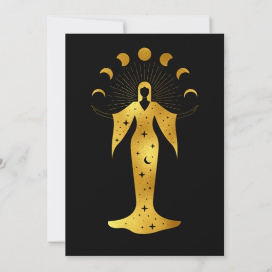 Mystical Black Gold Celestis Stars Wedding Save The Date (Rückseite)