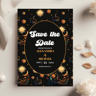 Mystical Black Gold Celestis Stars Wedding Save The Date