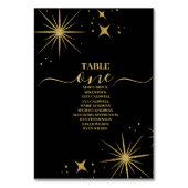 Mystical Black Gold Celestis Stars Wedding Tischnummer (Rückseite)