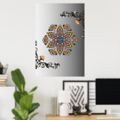 Mystical Black Gold Floral Mandala Poster (Heimbüro)
