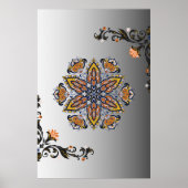 Mystical Black Gold Floral Mandala Poster (Vorne)