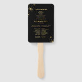 Mystical Black Gold Stars Wedding Details Fächer (Rückseite)