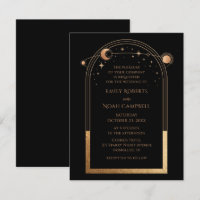 Mystical Black Gold Sun Moon Astronomie Hochzeit