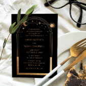 Mystical Black Gold Sun Moon Astronomie Hochzeit Einladung