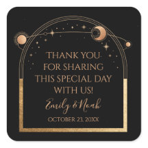 Mystical Black Gold Sun Moon Astronomie Hochzeit