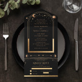 Mystical Black Gold Sun Moon Celestiding Wedding All In One Einladung