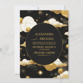 Mystical Black Gold Sun Moon Celestiding Wedding Einladung (Vorderseite)