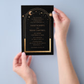 Mystical Black Gold Sun Moon Foto Hochzeit Flyer (Handgriff)