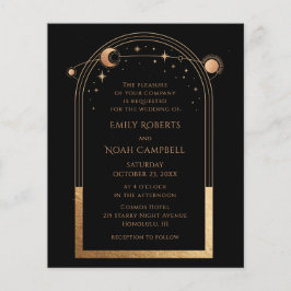 Mystical Black Gold Sun Moon Foto Hochzeit Flyer