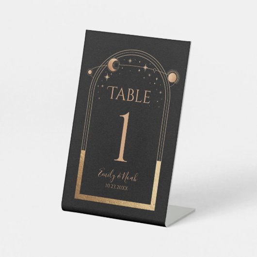 Mystical Black Gold Sun Moon Hochzeitsstimmung Tis Sockelschild (Vorderseite)