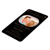 Mystical Black Gold Sun Moon Star Save the Date Magnet (Linke Seite)