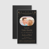 Mystical Black Gold Sun Moon Star Save the Date Magnetkarte (Vorne/Hinten)