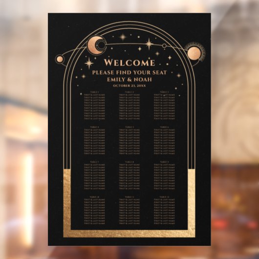 Mystical Black Gold Sun Moon Stars Hochzeit Fensteraufkleber (Blatt 2)