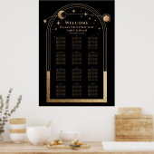 Mystical Black Gold Sun Moon Stars Hochzeit Poster (Küche)