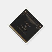 Mystical Black Gold Sun Moon Stars Hochzeit Serviette (Ecke)