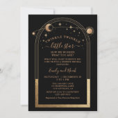 Mystical Black Gold Sun Moon Stars Kinderdusche Einladung (Vorderseite)