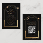 Mystical Black Gold Wedding Website UAWG QR Code Begleitkarte (Vorne/Hinten)