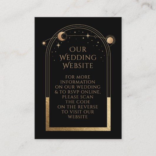 Mystical Black Gold Wedding Website UAWG QR Code Begleitkarte (Vorderseite)