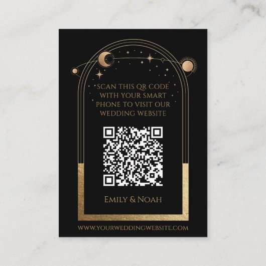 Mystical Black Gold Wedding Website UAWG QR Code Begleitkarte (Rückseite)