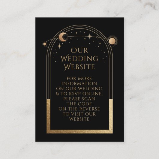 Mystical Black Gold Wedding Website UAWG QR Code Begleitkarte (Vorderseite)